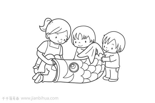 小朋友玩游戏简笔画,简笔画中的游戏时光